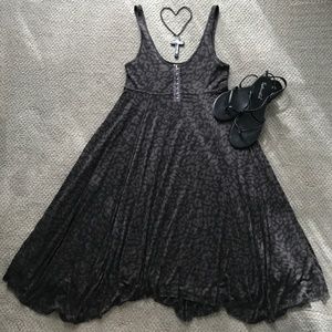 Free People Gray Burnout Leopard Print Tank Dress
